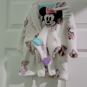 Girl Disney Minnie Mouse Baby Robe & Lovie
